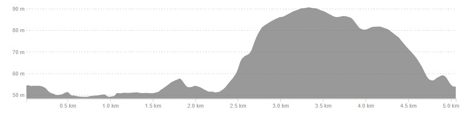 Elevation profile of the Ware Joggers Handicap route