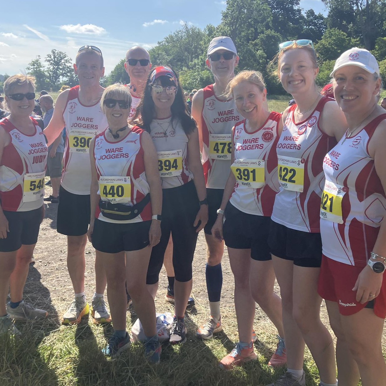 Ware Joggers members smiling together before a race